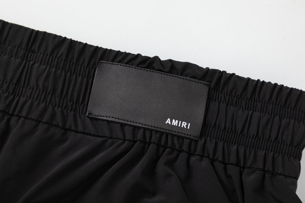 AMIRI Pool Cue Straight-Leg Mid-Length Logo-Print Swim Shorts